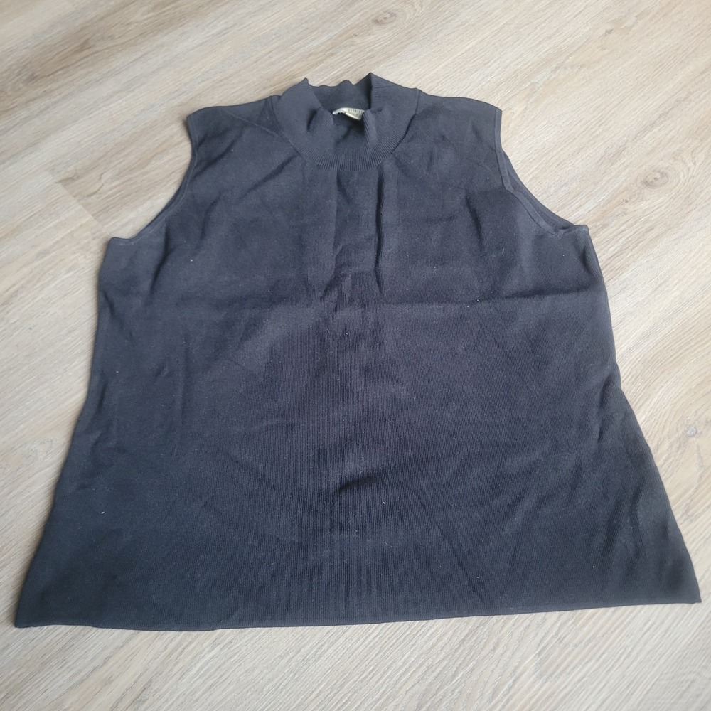 Stonebridge Women Sweater Shell PL Black Silk Blend Mock Neck Classic Office